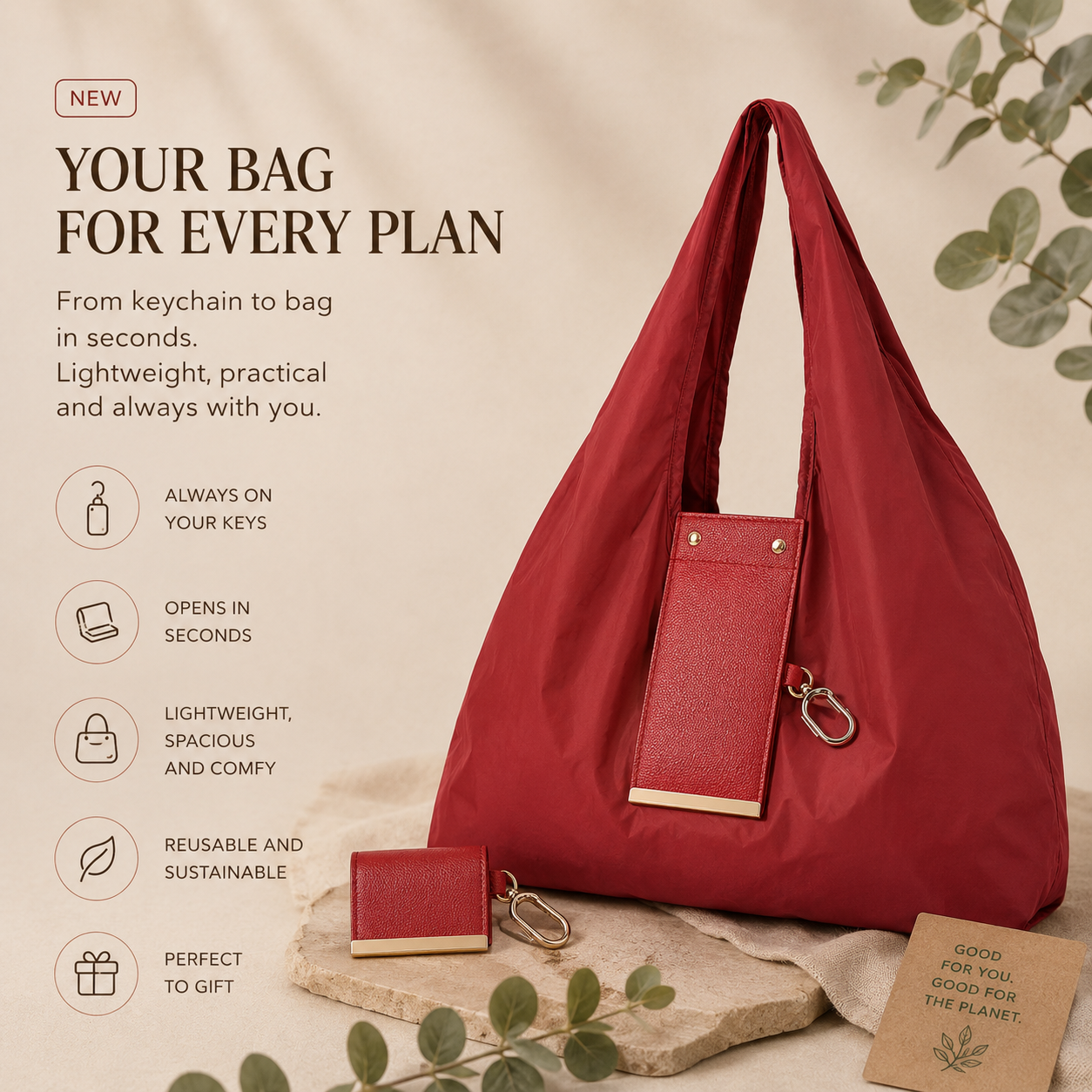 Eco-Friendly Sizable Keychain Tote
